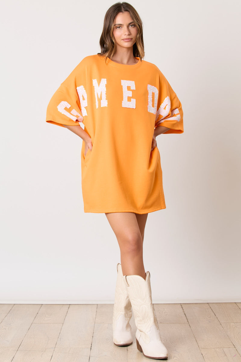 Gameday Short Sleeve Dress - Orange