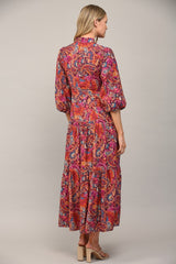 Classic Paisley Maxi Dress - Plum