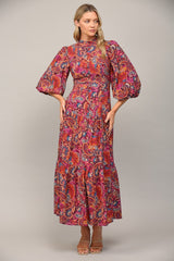 Classic Paisley Maxi Dress - Plum