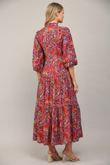 Classic Paisley Maxi Dress - Plum