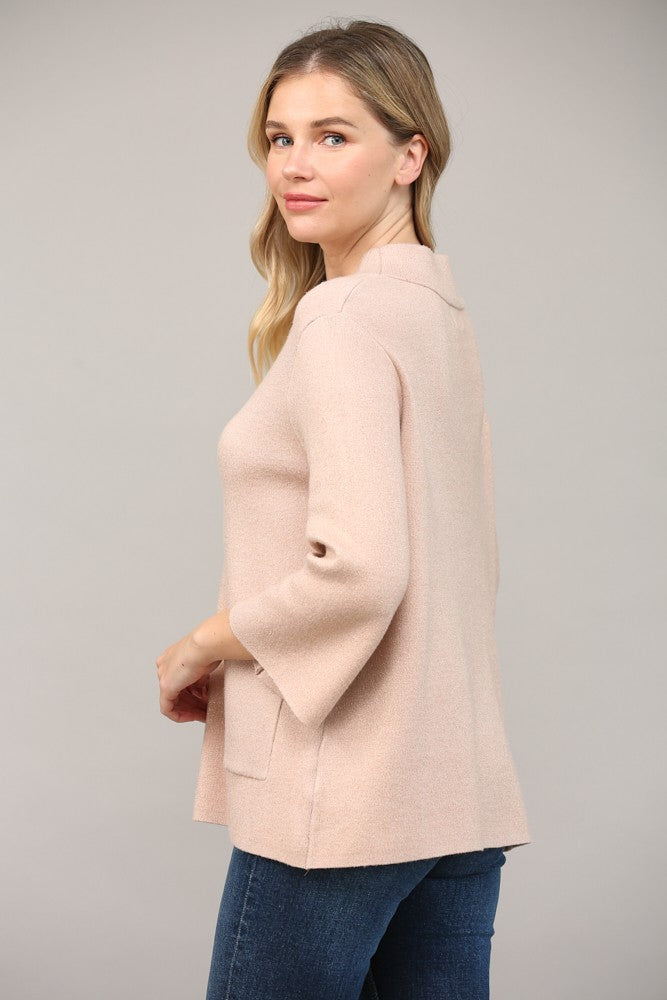 Maude Glitter Yarn Sweater - Rose Gold