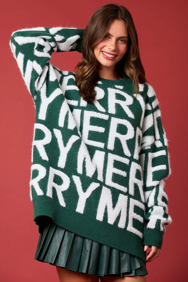 Merry Pullover Sweater - Hunter Green