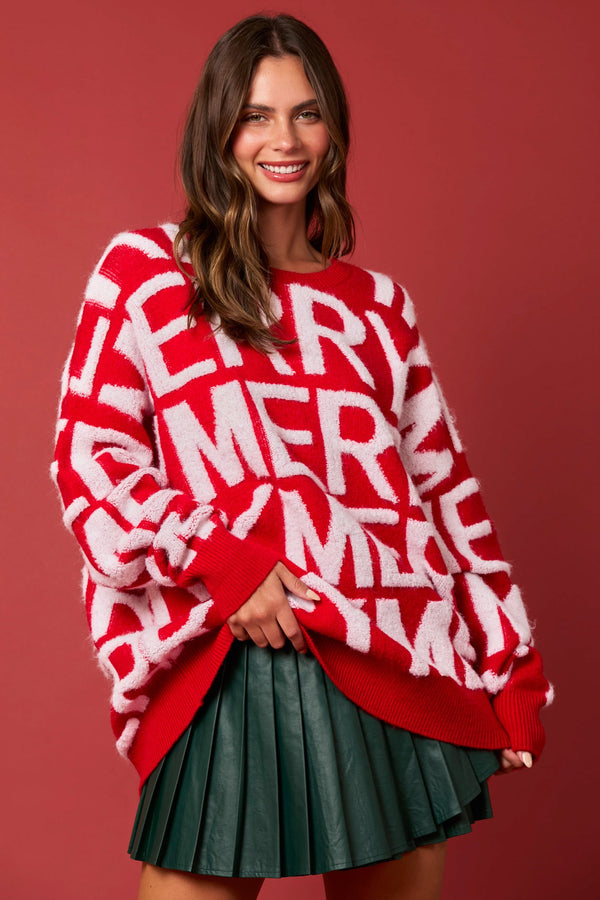 Merry Pullover Sweater - Red