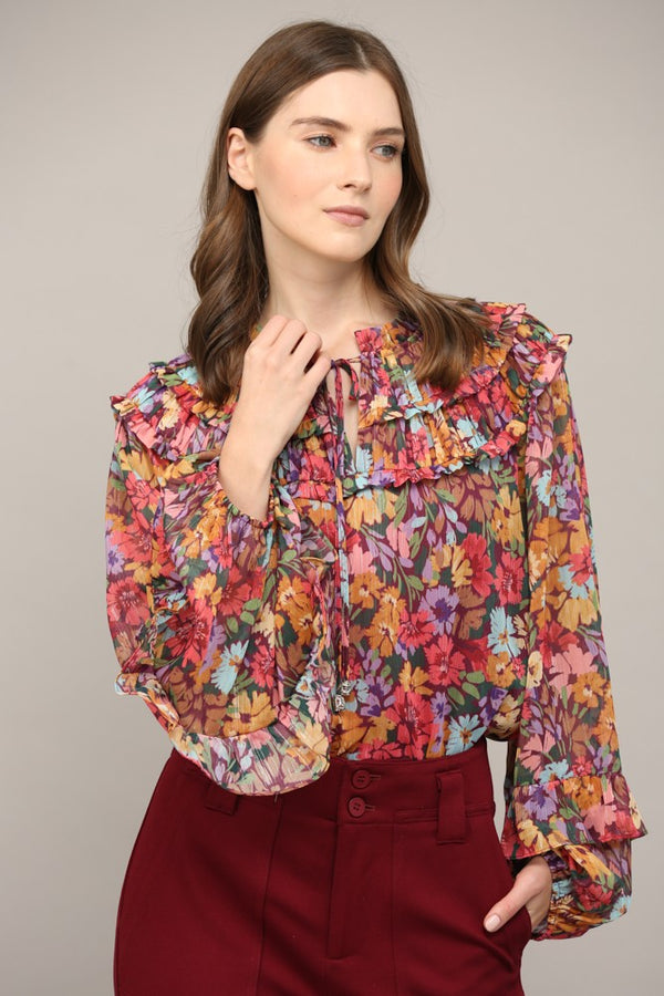 Lottie Lurex Chiffon Blouse - Purple Multi