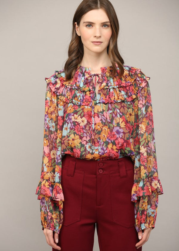 Lottie Lurex Chiffon Blouse - Purple Multi