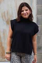 Neena Mock Neck Top - Black