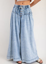 Mary Jane Wide Leg Pants - Denim