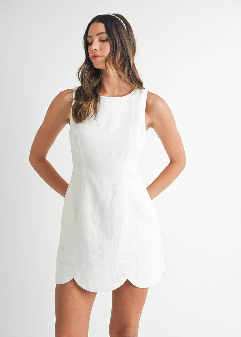 The Scallop Mini Dress - Off White