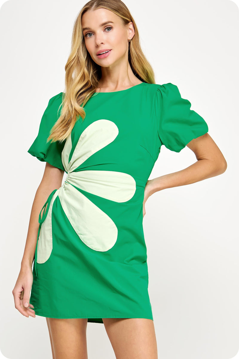 Gena Mini Dress - Emerald/Light Lime