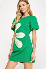 Gena Mini Dress - Emerald/Light Lime