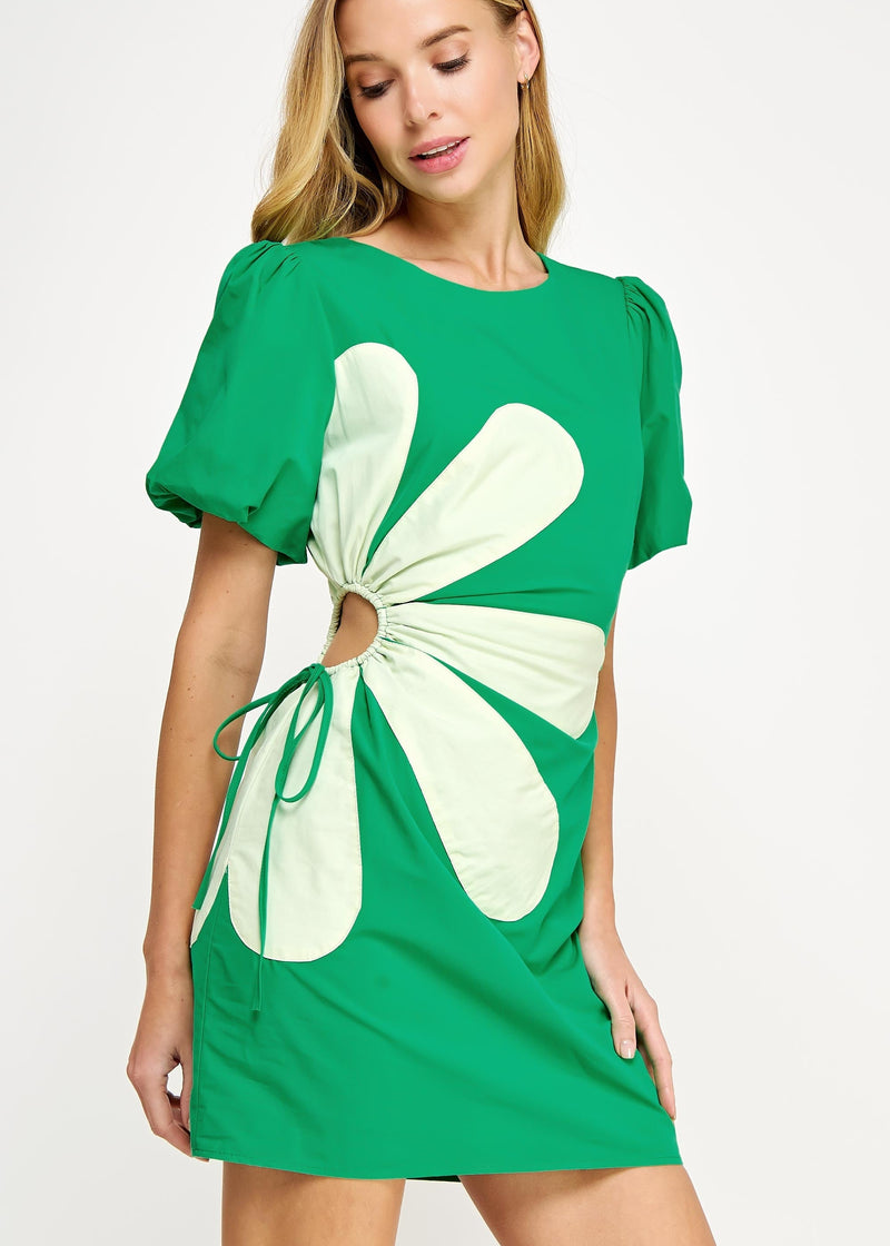 Gena Mini Dress - Emerald/Light Lime