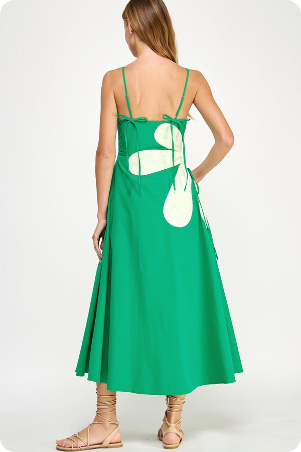 Jillian Long Dress - Emerald/Light Lime