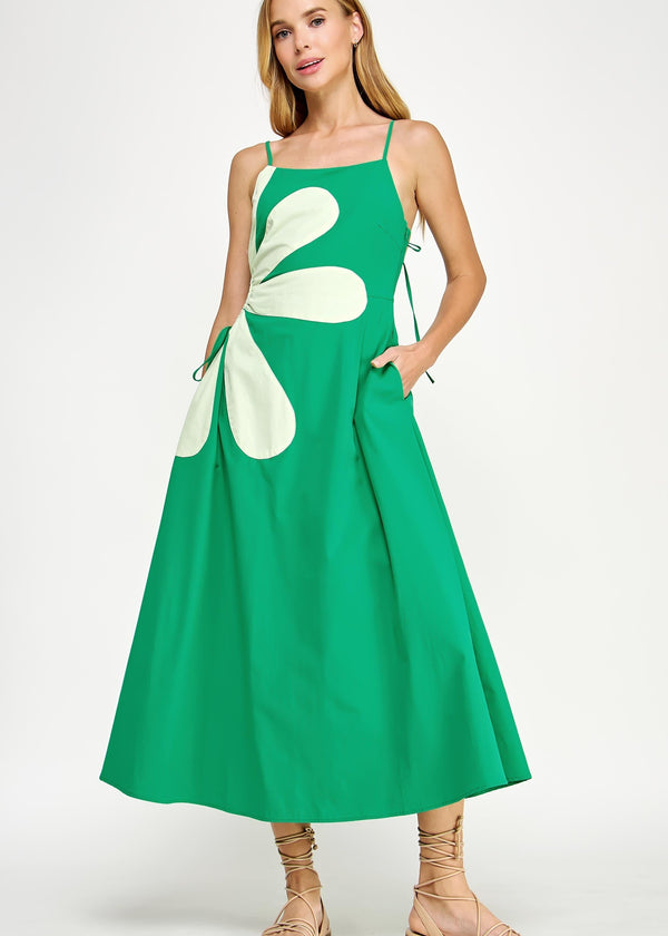 Jillian Long Dress - Emerald/Light Lime