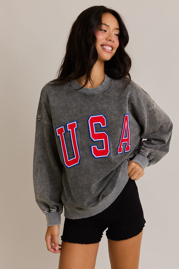 USA Oversized Sweatshirt - Charcoal