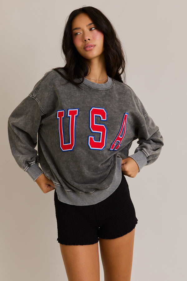USA Oversized Sweatshirt - Charcoal