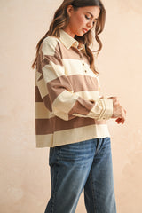 Emma Long Sleeve Top - Mocha/Beige