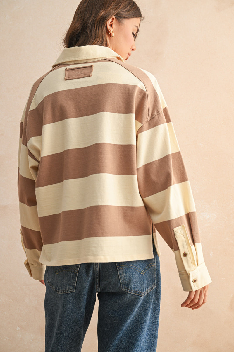Emma Long Sleeve Top - Mocha/Beige
