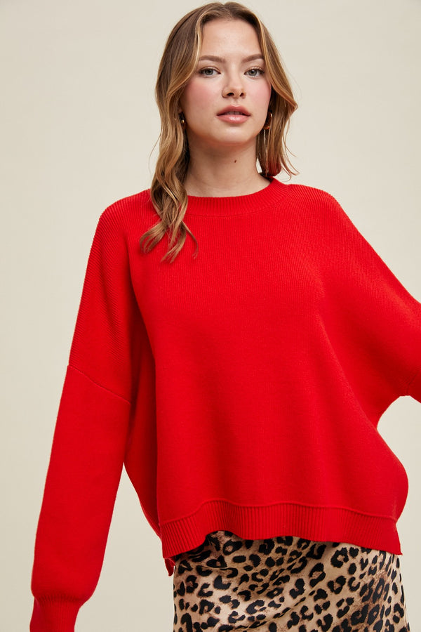 Kobe Drop Shoulder Sweater - Poppy