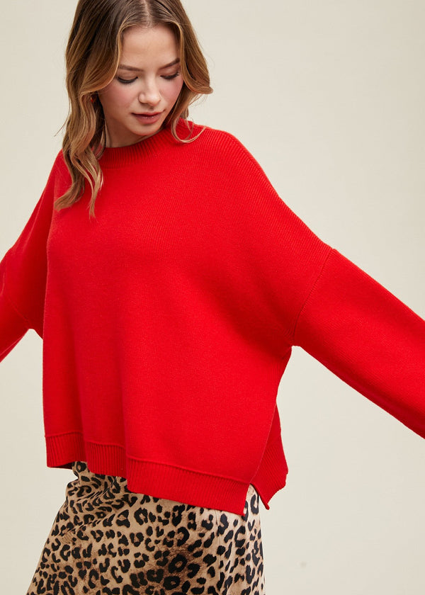 Kobe Drop Shoulder Sweater - Poppy