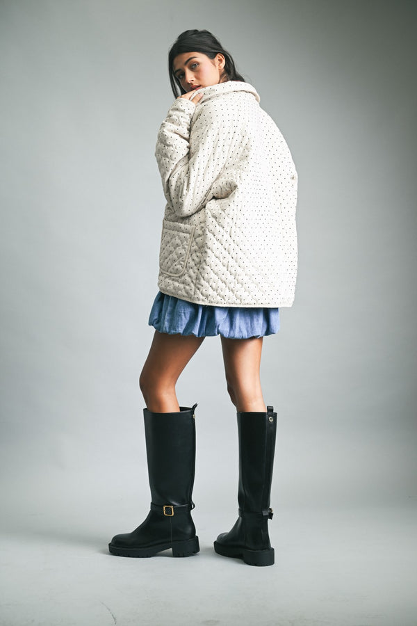 Daphne Polka Dot Puffer - Cream