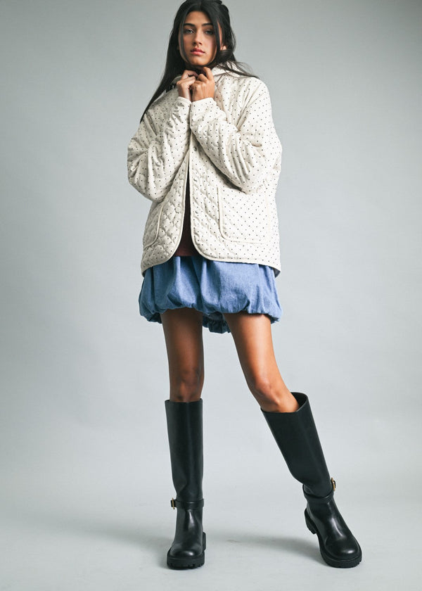 Daphne Polka Dot Puffer - Cream