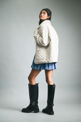 Daphne Polka Dot Puffer - Cream