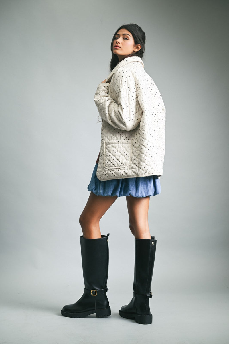 Daphne Polka Dot Puffer - Cream