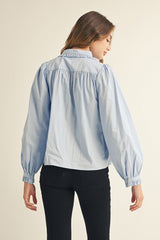 Riley Ruffle Collar Top - Chambray