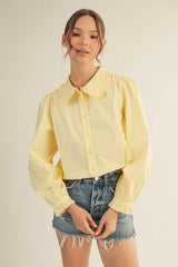 Riley Ruffle Collar Top - Butter