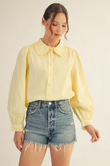 Riley Ruffle Collar Top - Butter