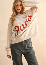 Paris Patch Front Sweatshirt - Cream