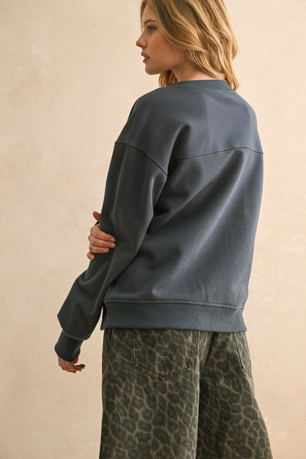 Paris Patch Front Sweatshirt - Navy