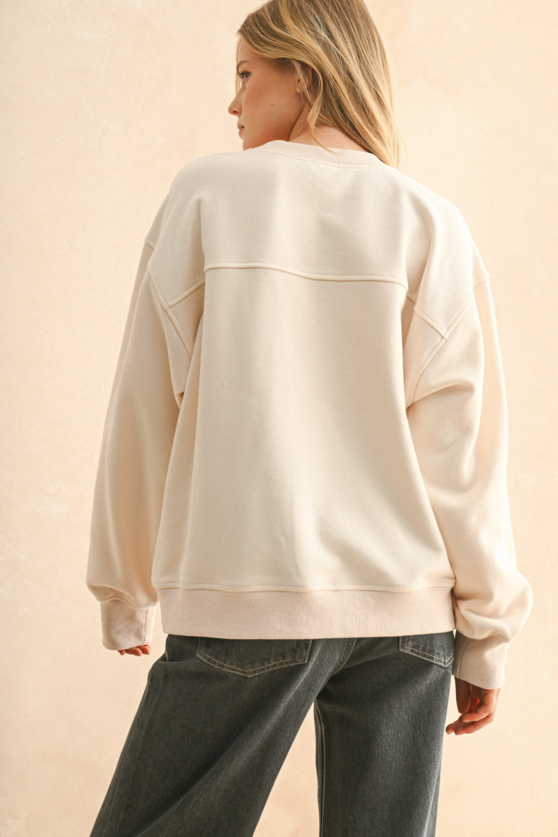 Paris Patch Front Sweatshirt - Cream
