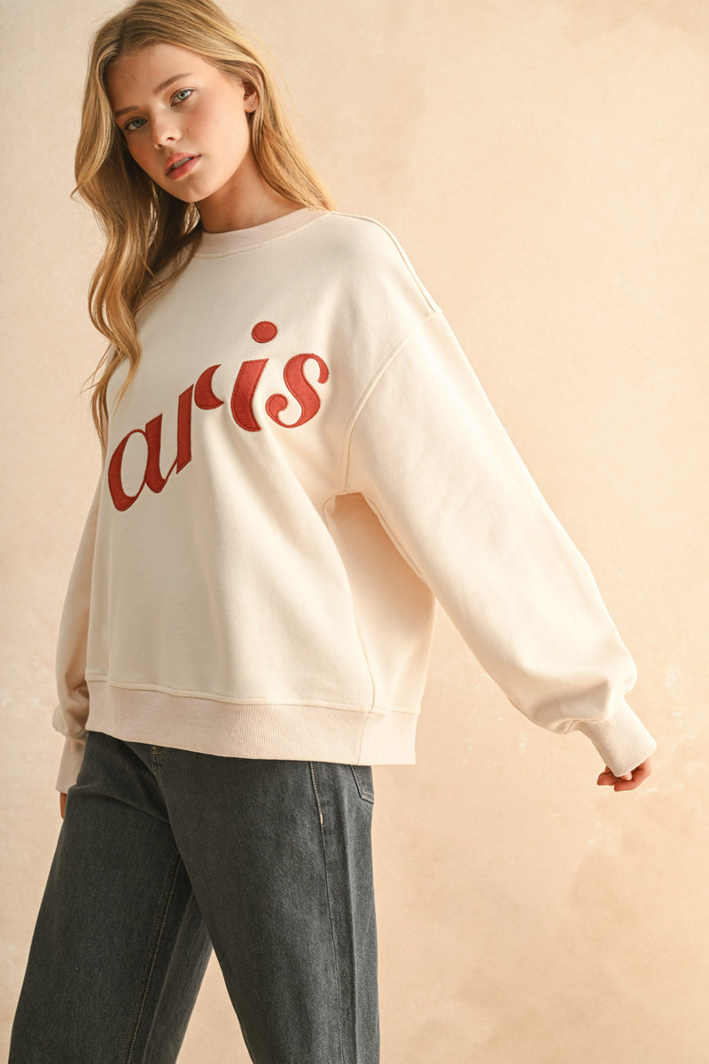 Paris Patch Front Sweatshirt - Cream