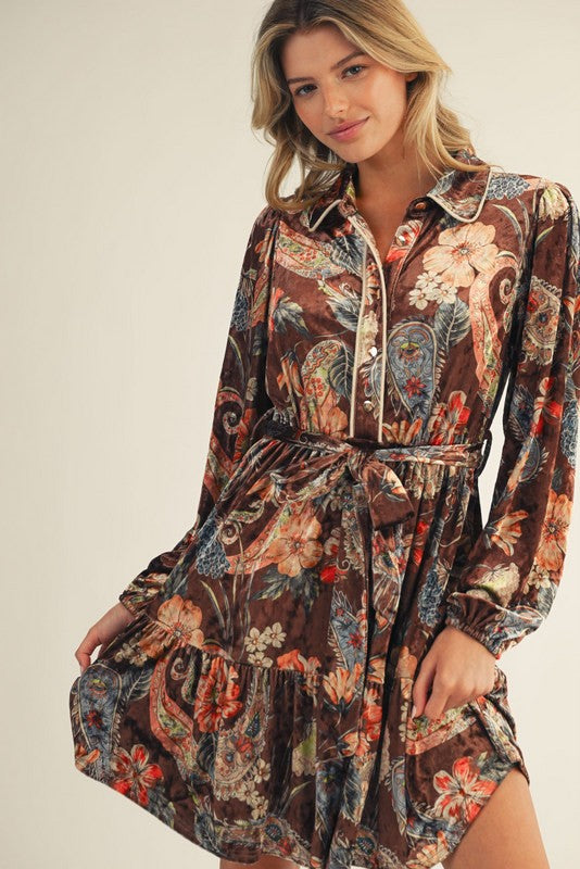 Celia Velvet Dress - Toffee