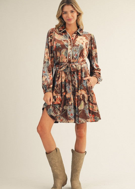 Celia Velvet Dress - Toffee