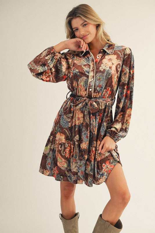 Celia Velvet Dress - Toffee