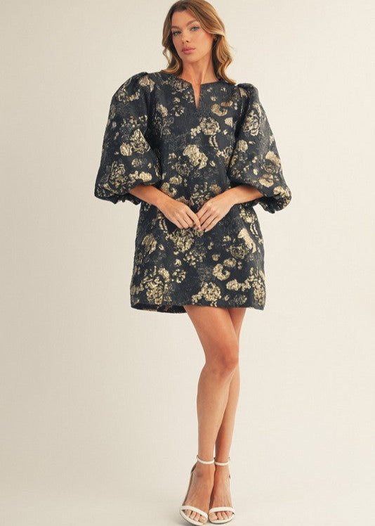 Secret Garden Mini Dress - Black/Gold