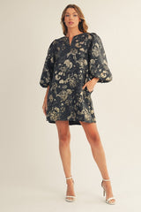 Secret Garden Mini Dress - Black/Gold