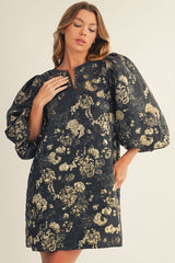 Secret Garden Mini Dress - Black/Gold