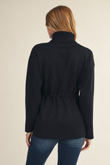 Venice Tie Front Sweater - Black