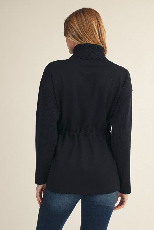 Venice Tie Front Sweater - Black