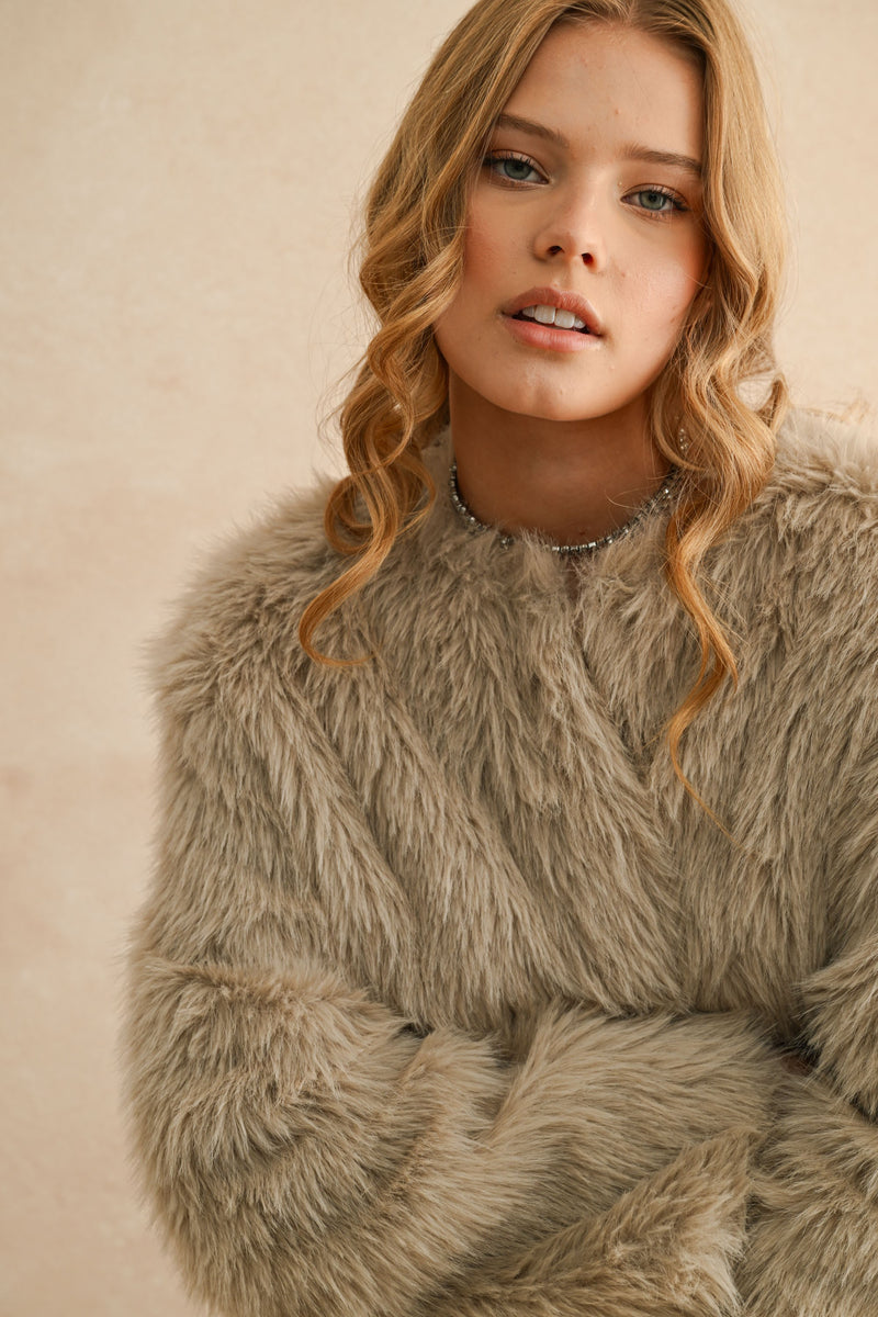 Daphne Fur Jacket - Stone