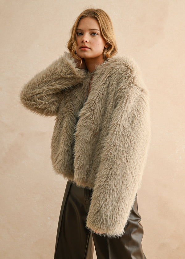 Daphne Fur Jacket - Stone
