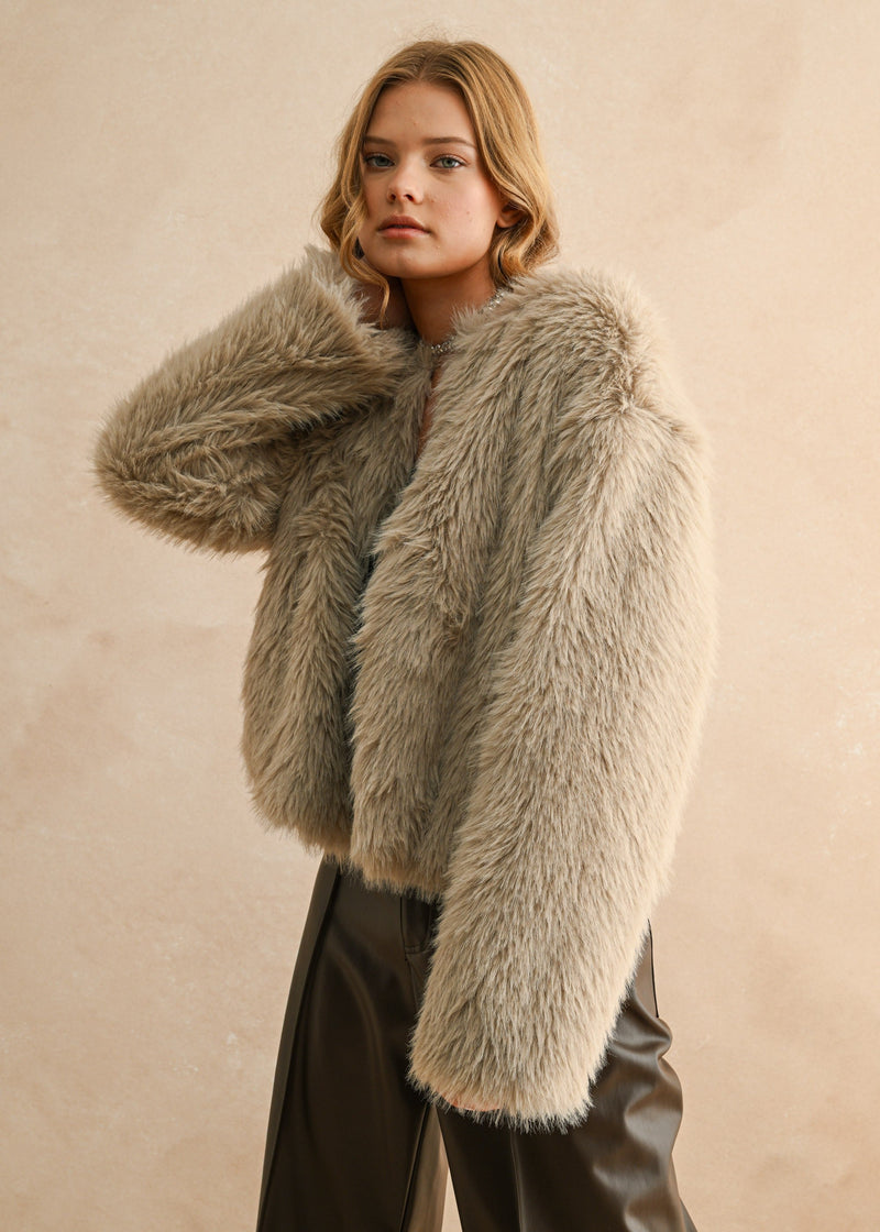 Daphne Fur Jacket - Stone