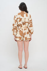 Drift Button Down Romper - Terracotta