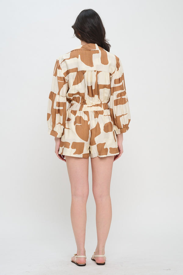 Drift Button Down Romper - Terracotta