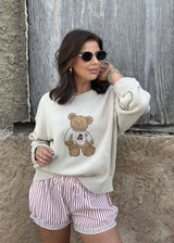 Cherry Teddy Sweater - Cream