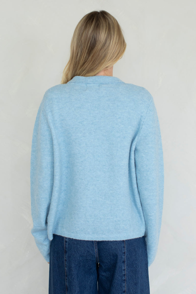 Tucker Tie Front Cardigan - Dusty Blue