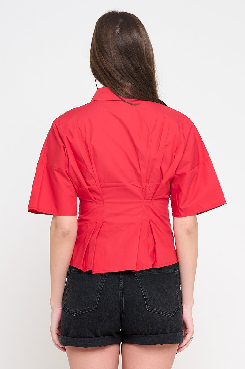 Ivy Poplin Blouse - Poppy